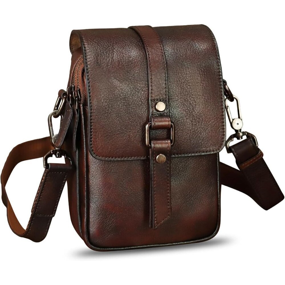 Genuine Leather Phone Purse for Women Small Crossbody Bag with Zipper